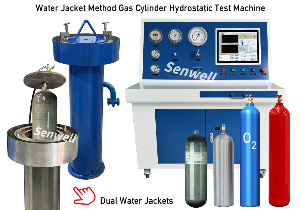 A water jacket method gas cylinder hydrostatic test machine