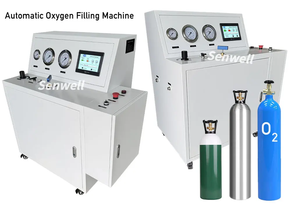 Display automated oxygen cylinder filling machine from multiple angles