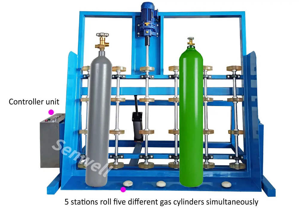 Automatic gas cylinder roller for gas mixing