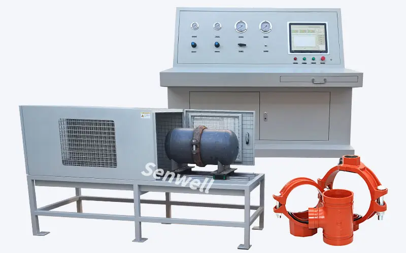 A grooved pipe fitting testing machine