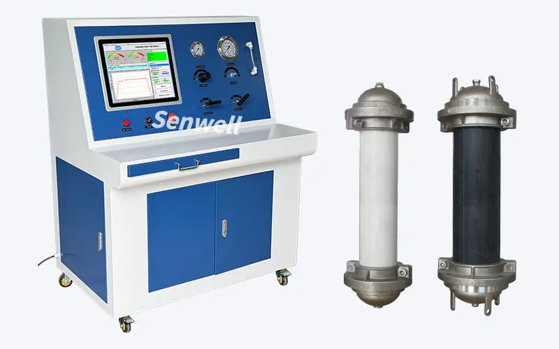 Plastic pipe pressure testing scene